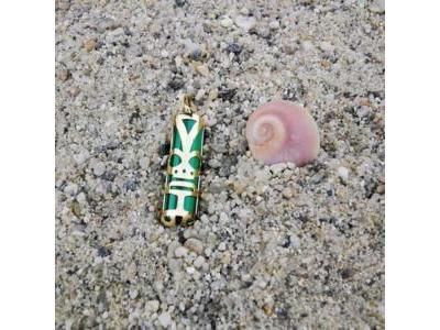 Pendentif Tiki Chance Malachite 17 MM Or Jaune 750/1000 - P17CHANCEMA - Réf. P17CHANCEMA