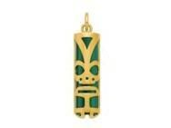 Pendentif Tiki Chance Malachite Véritable 17 MM Or Jaune 750/1000 - P17CHANCEMA - Réf. P17CHANCEMA