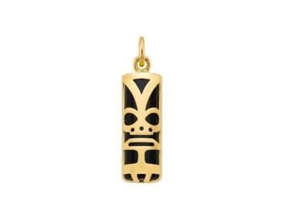 Pendentif Tiki Chance Onyx 12 mm Or Jaune 750 - Réf. P12CHANCE