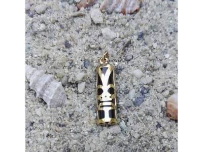Pendentif Tiki Chance Onyx 17 mm Or Jaune 750 - Réf. P17CHANCE