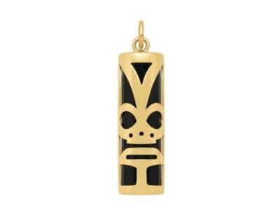 Pendentif Tiki Chance Onyx 17 mm Or Jaune 750 - Réf. P17CHANCE