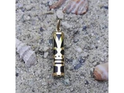Pendentif Tiki Chance Onyx 21 mm Or Jaune 750  - Réf. P21CHANCE