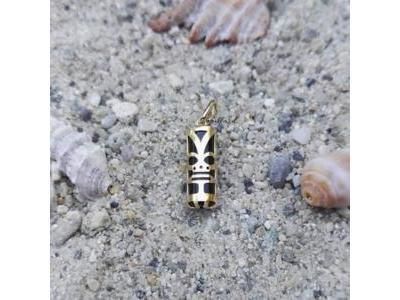 Pendentif Tiki Chance Onyx Véritable 12 MM Or Jaune 750/1000 - P12CHANCE - Réf. P12CHANCE