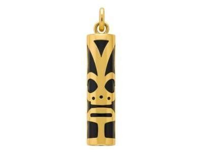 Pendentif Tiki Chance Onyx Véritable 21 MM Or Jaune 750/1000 - P21CHANCE - Réf. P21CHANCE