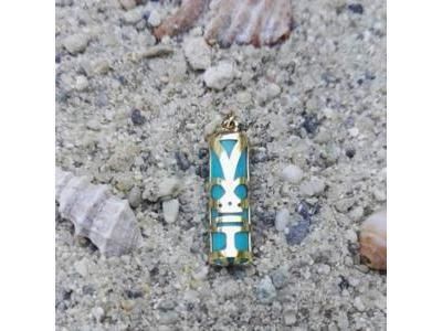 Pendentif Tiki Chance Turquoise Reconstituée 17 MM Or Jaune 750/1000 - P17CHANCET - Réf. P17CHANCET