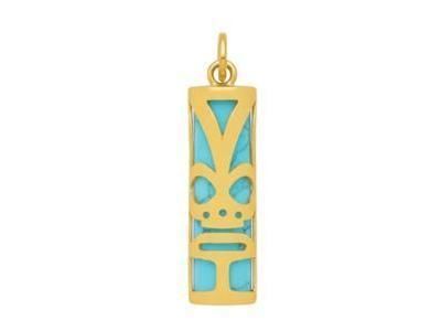 Pendentif Tiki Chance Turquoise Reconstituée 17 MM Or Jaune 750/1000 - P17CHANCET - Réf. P17CHANCET
