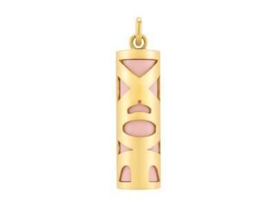 Pendentif Tiki Fidélité Corail Rose Reconstitué 17 mm Or Jaune 750 - Réf. P17FIDC