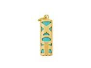 Pendentif Tiki Fidélité Turquoise Reconstituée 12 mm Or Jaune 750 - Réf. P12FIDT