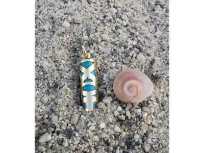 Pendentif Tiki Fidélité Turquoise Reconstituée 17 MM Or Jaune 750/1000 - P17FIDT - Réf. P17FIDT