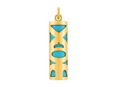 Pendentif Tiki Fidélité Turquoise Reconstituée 17 MM Or Jaune 750/1000 - P17FIDT - Réf. P17FIDT