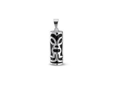 Pendentif Tiki Force Argent 925 Rhodié Onyx 20 mm M'ITIK - Réf. T4016