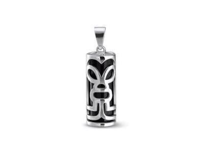 Pendentif Tiki Force Argent 925 Rhodié Onyx 25 mm M'ITIK - Réf. T4003