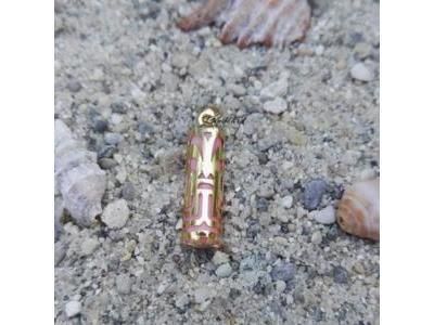 Pendentif Tiki Force Corail Reconstitué 17 mm Or Jaune 750 - Réf. P17FORCEC