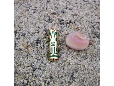 Pendentif Tiki Force Malachite Véritable 17 MM Or Jaune 750/1000 - P17FORCEMA - Réf. P17FORCEMA