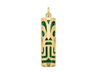 Pendentif Tiki Force Malachite Véritable 17 MM Or Jaune 750/1000 - P17FORCEMA - Réf. P17FORCEMA