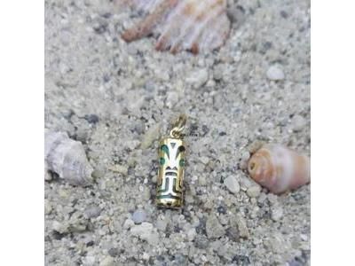 Pendentif Tiki Force Turquoise Reconstituée 12 MM Or Jaune 750/1000 - P12FORCET - Réf. P12FORCET