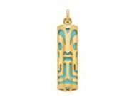 Pendentif Tiki Force Turquoise Reconstituée 17 mm Or Jaune 750 - Réf. P17FORCET
