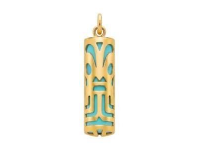Pendentif Tiki Force Turquoise Reconstituée 17 MM Or Jaune 750/1000 - P17FORCET - Réf. P17FORCET