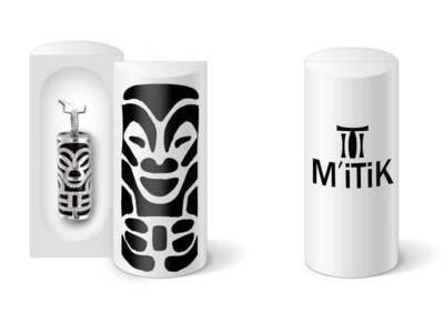 Pendentif Tiki M'ITIK Sourire Argent 925 Onyx 20 mm T1016 - Réf. T1016