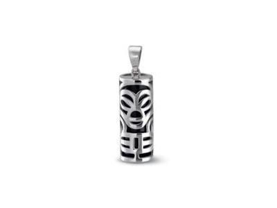 Pendentif Tiki M'ITIK Sourire Argent 925 Onyx 20 mm T1016 - Réf. T1016