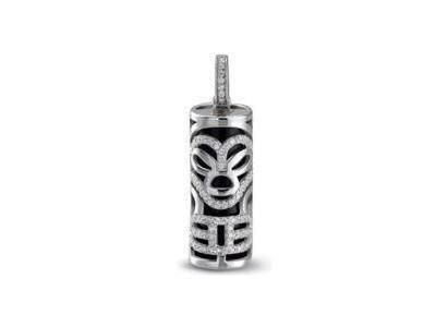 Pendentif Tiki M'ITIK Sourire Argent 925 Zircon Onyx 25 mm T1001 - Réf. T1001