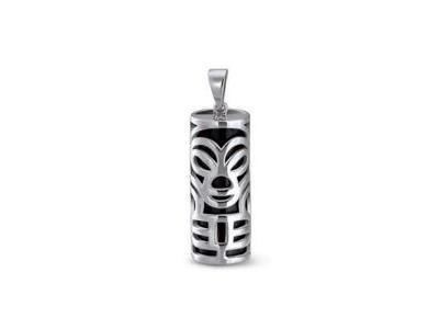 Pendentif Tiki M'ITIK Sourire Argent Onyx 25 mm T1003 - Réf. T1003