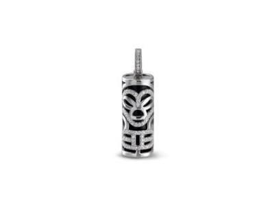 Pendentif Tiki M'ITIK Sourire Argent Zircon Onyx 20 mm T1014 - Réf. T1014
