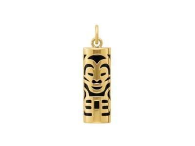 Pendentif Tiki Or Jaune 750 Amour Onyx 12 mm  - Réf. P12AMOUR
