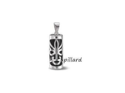 Pendentif Tiki Sagesse Argent Onyx Noir 25 mm M'ITIK - Réf. T3003