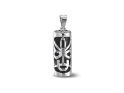 Pendentif Tiki Sagesse Argent Onyx Noir 25 mm M'ITIK - Réf. T3003