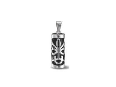 Pendentif Tiki Sagesse Argent Rhodié Onyx 20 mm M'ITIK - Réf. T3016