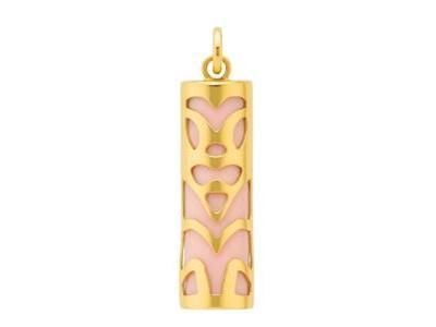 Pendentif Tiki Sagesse Corail Reconstitué 17 MM Or Jaune 750/1000 - P17SAGC - Réf. P17SAGC