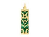 Pendentif Tiki Sagesse Malachite 17 mm Or Jaune 750 - Réf. P17SAGMA