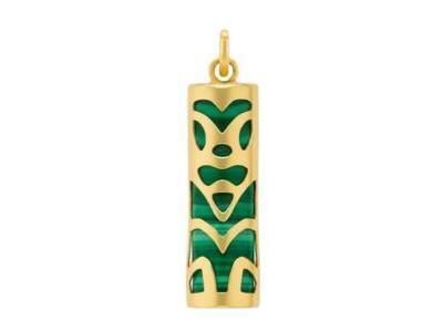 Pendentif Tiki Sagesse Malachite Véritable 17 MM Or Jaune 750/1000 - P17SAGMA - Réf. P17SAGMA