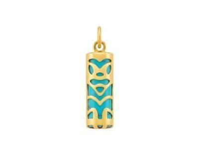 Pendentif Tiki Sagesse Turquoise Reconstituée 12 MM Or Jaune 750/1000 - P12SAGT - Réf. P12SAGT