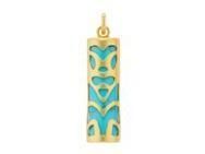 Pendentif Tiki Sagesse Turquoise Reconstituée 17 mm Or Jaune  750 - Réf. P17SAGT