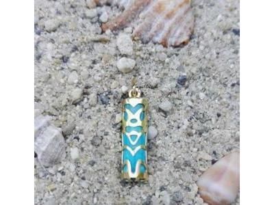 Pendentif Tiki Sagesse Turquoise Reconstituée 17 MM Or Jaune 750/1000 - P17SAGT - Réf. P17SAGT