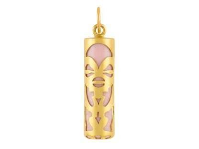 Pendentif Tiki Tendresse Corail Reconstitué 17 mm Or Jaune 750 - Réf. P17TENC