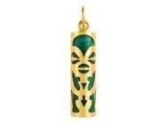 Pendentif Tiki Tendresse Malachite 17 mm Or Jaune 750 - Réf. P17TENMA