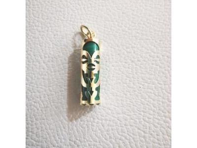 Pendentif Tiki Tendresse Malachite Véritable 17 MM Or Jaune 750/1000 - P17TENMA - Réf. P17TENMA