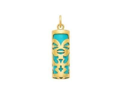 Pendentif Tiki Tendresse Turquoise Reconstituée 12 mm Or Jaune 750 - Réf. P12TENT
