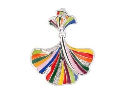Pendentif Una Storia Ginkgo Argent Laqué Zircon - BQ226 - Réf. BQ226