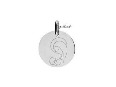 Pendentif Vierge A l'Enfant Or Gris 375 Lucas Lucor - Réf. XR1512G