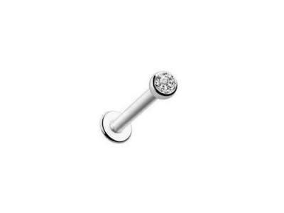 Piercing Lèvre, Labret Or Gris 750 Diamant Clos  - Réf. LABCL1.2DOG