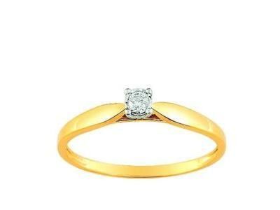 Solitaire Diamant 0.05 Carat Or Bicolore 375 - 09ZQ59BB4 - Réf. 09ZQ59BB4