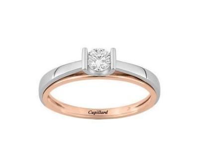 Solitaire Diamant 0.25 Carat Or 750 Bicolore Rose Gris - QZ008YB4 - Réf. QZ008YB4