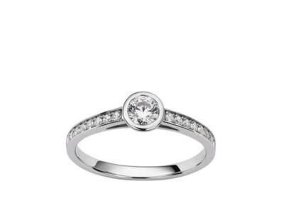 Solitaire Diamant Clos Accompagné Or Gris 750  - 4S180 - Réf. 4S180-DY-DT-H04-15