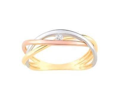 Solitaire Femme Diamant Or Tricolore 750 - QXB80TB4 - Réf. QXB80TB4