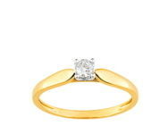 Solitaire Or Bicolore 375 Diamant Pastillé 0.10 Carat Serti Griffe - 09ZQ60BB4 - Réf. 09ZQ60BB4