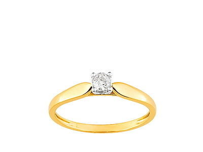 Solitaire Or Bicolore 375 Diamant Pastillé 0.10 Carat Serti Griffe - 09ZQ60BB4 - Réf. 09ZQ60BB4